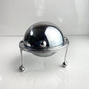 Vintage Caviar Server Silverplate Butter Swivel Dome Top  Filigree Legs England